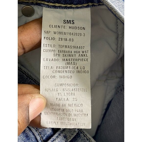 Hudson Women's Barbara Super Skinny High Waist Ankle Blue Distressed Jeans SZ 25 - Picture 7 of 11